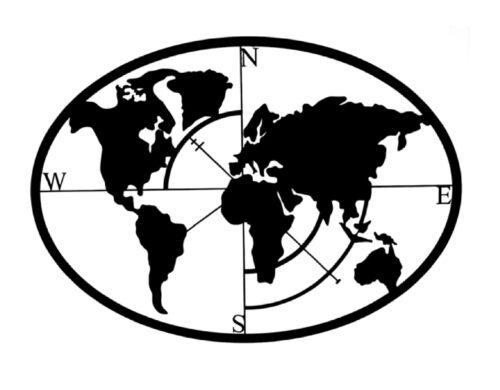 Wereldkaart metaal  - uniek design - zwart