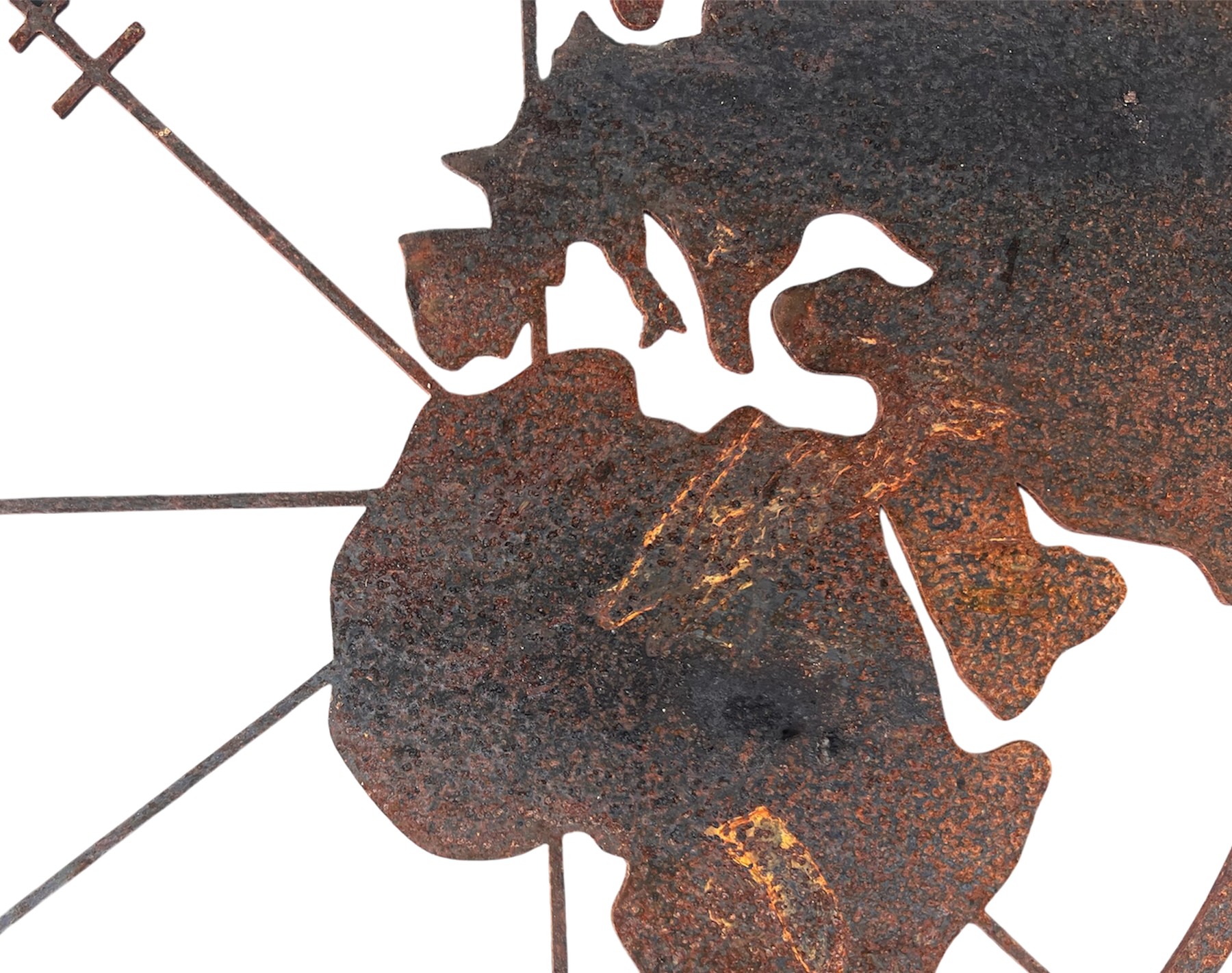 Metalen wereldkaart detail